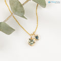 Green Sapphire Heart diamond Necklace and cable chain
