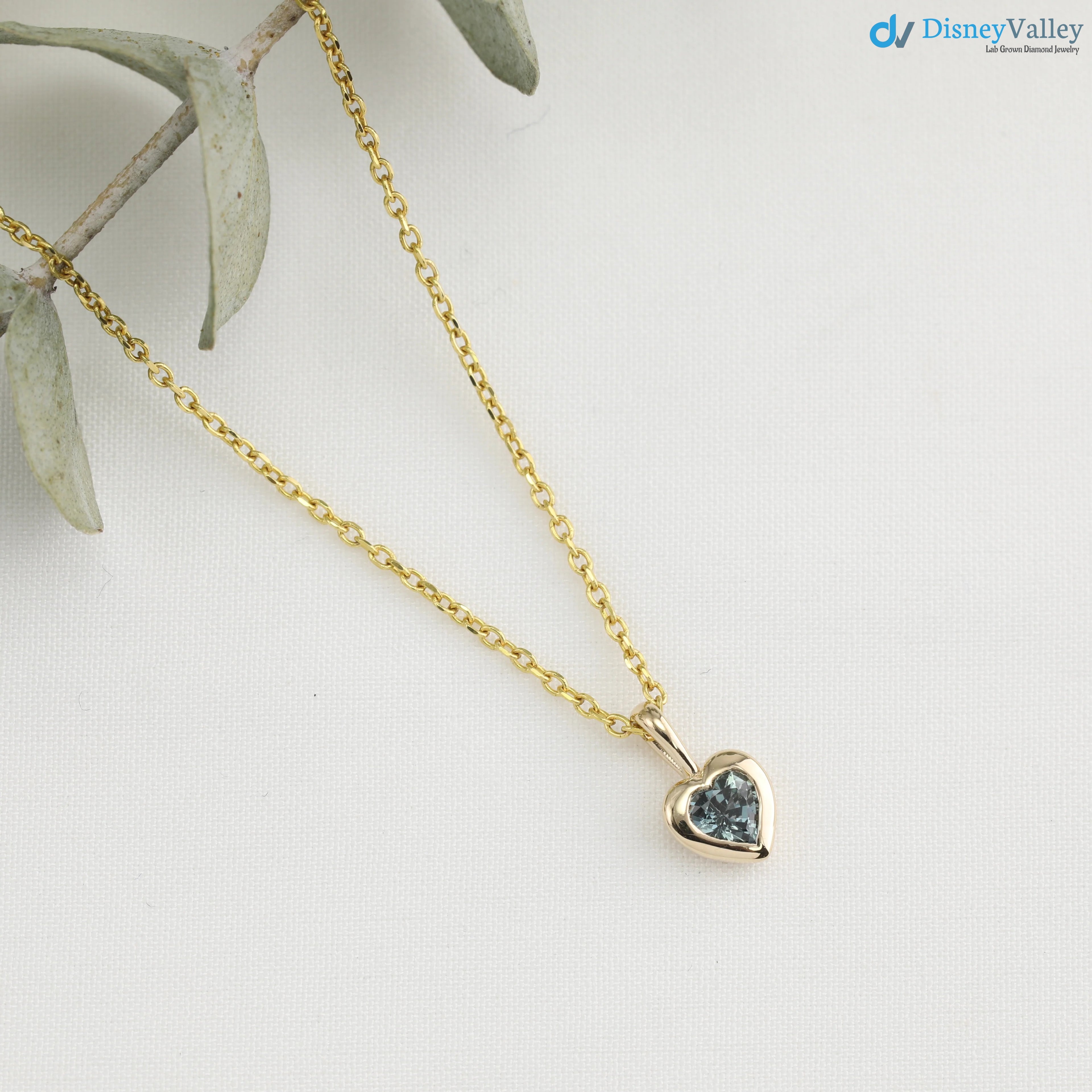 Green Sapphire Heart diamond Necklace and cable chain