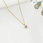 Pink Sapphire Heart diamond Necklace and cable chain
