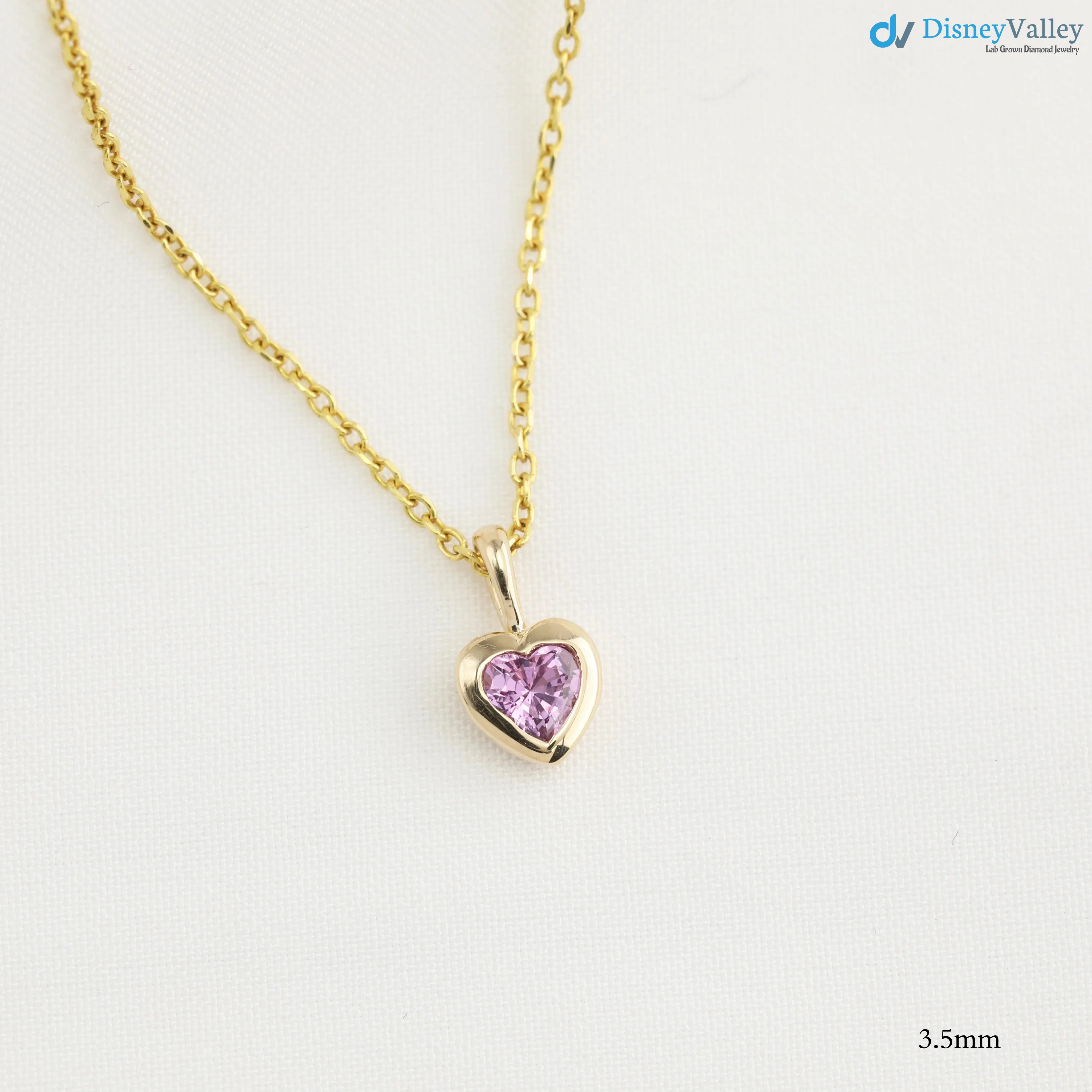 Pink Sapphire Heart diamond Necklace and cable chain Main image