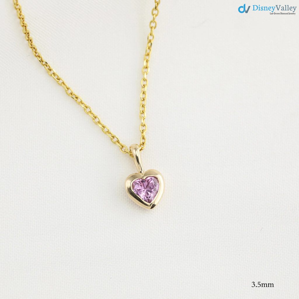 Pink Sapphire Heart diamond Necklace and cable chain