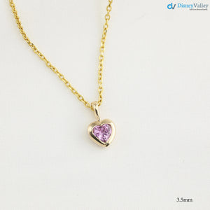Pink Sapphire Heart diamond Necklace and cable chain