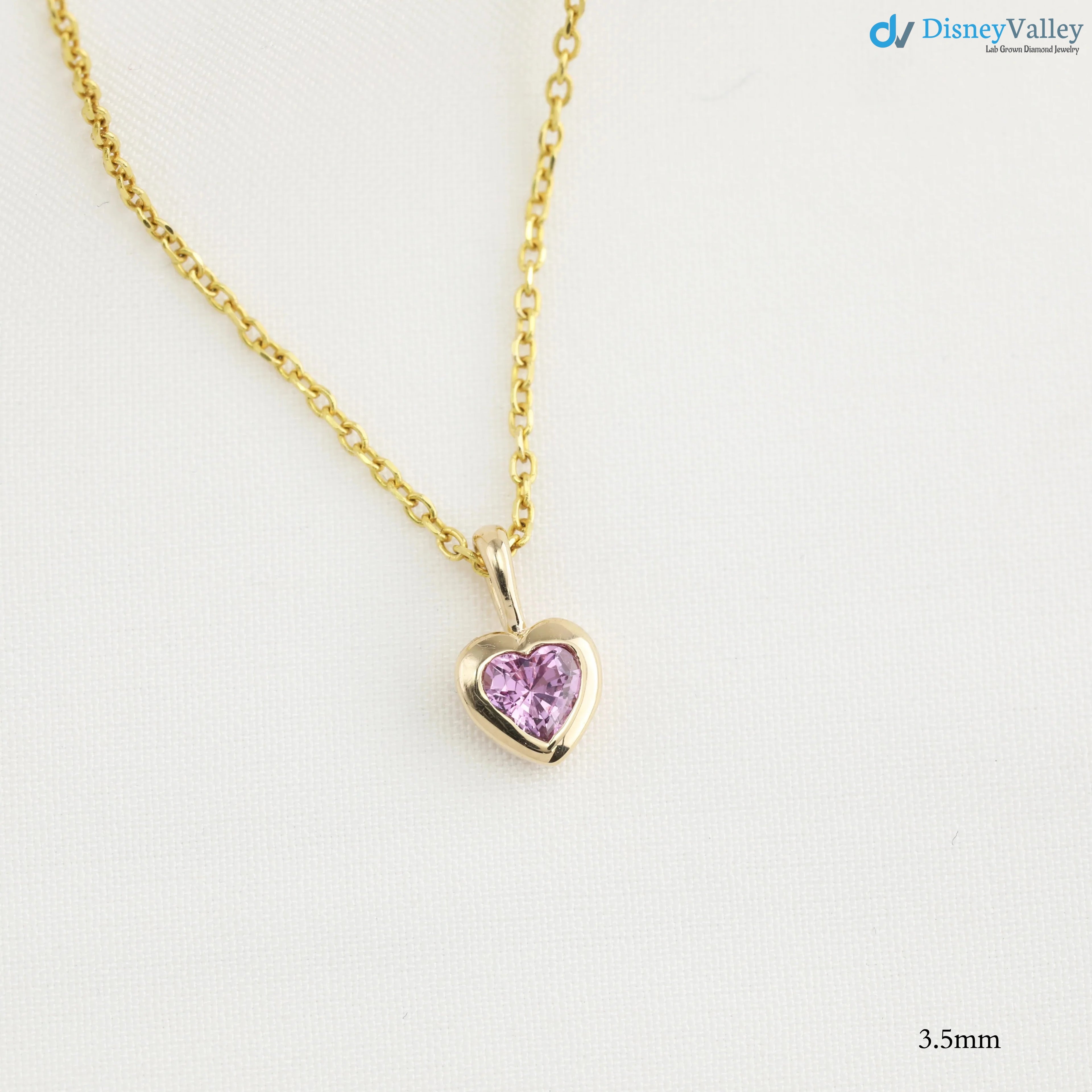 Pink Sapphire Heart diamond Necklace and cable chain