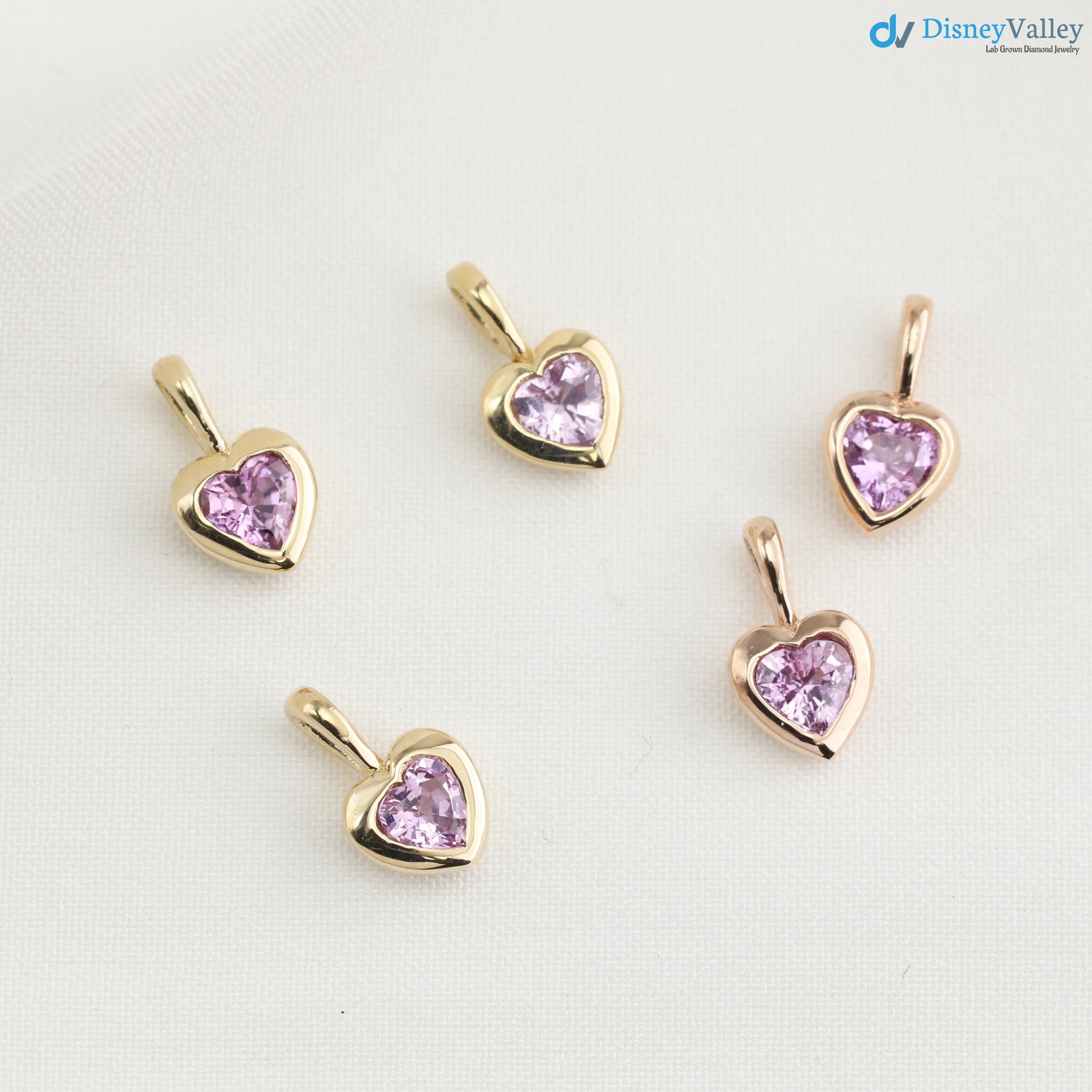Pink Sapphire Heart diamond Necklace and cable chain