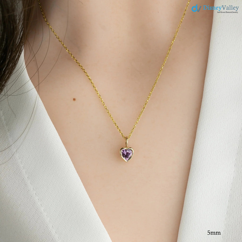 Pink Sapphire Heart diamond Necklace and cable chain
