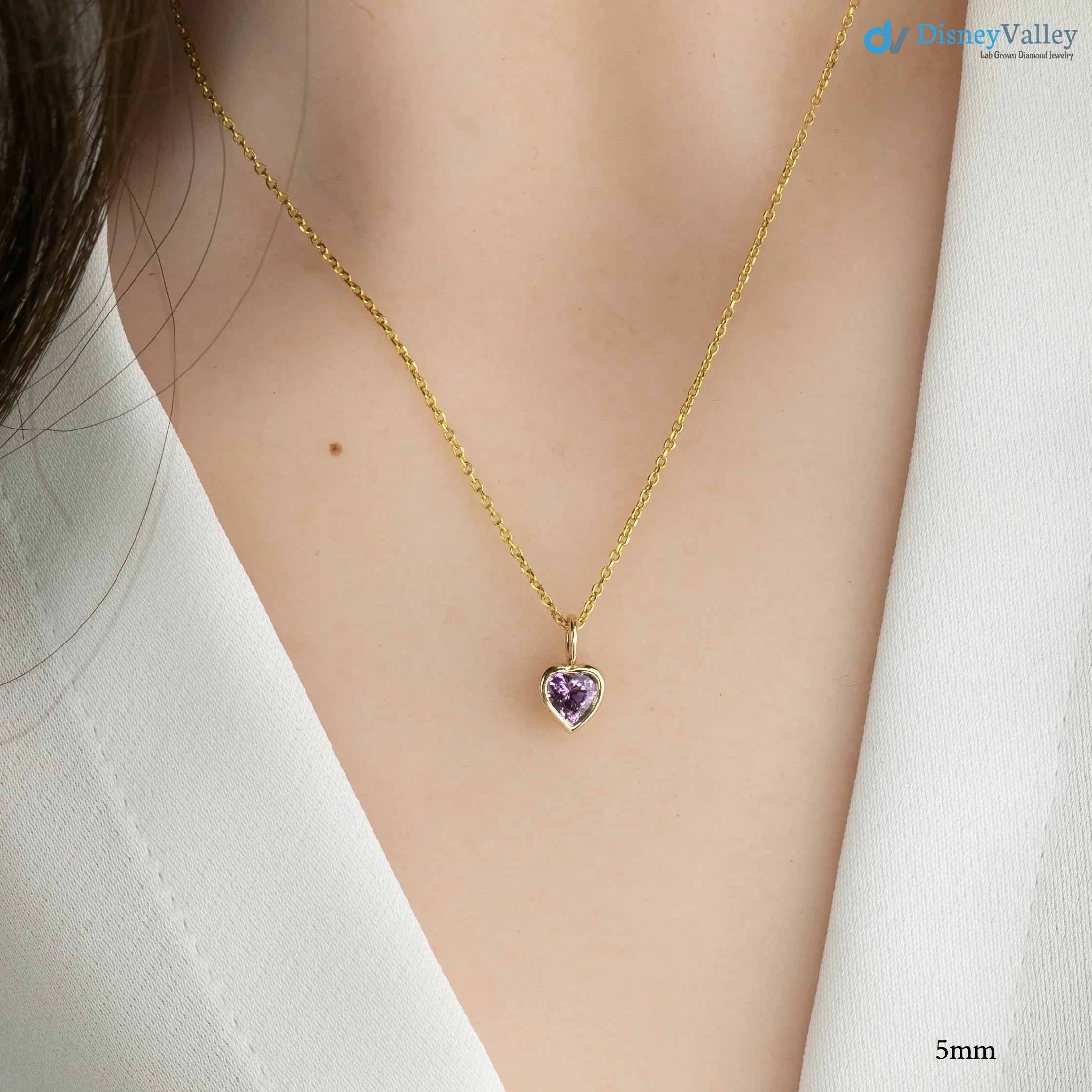 Pink Sapphire Heart diamond Necklace and cable chain