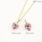 Pink Sapphire Heart diamond Necklace and cable chain