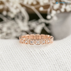 Unique Diamond Eternity Wedding band, vintage inspired eternity ring