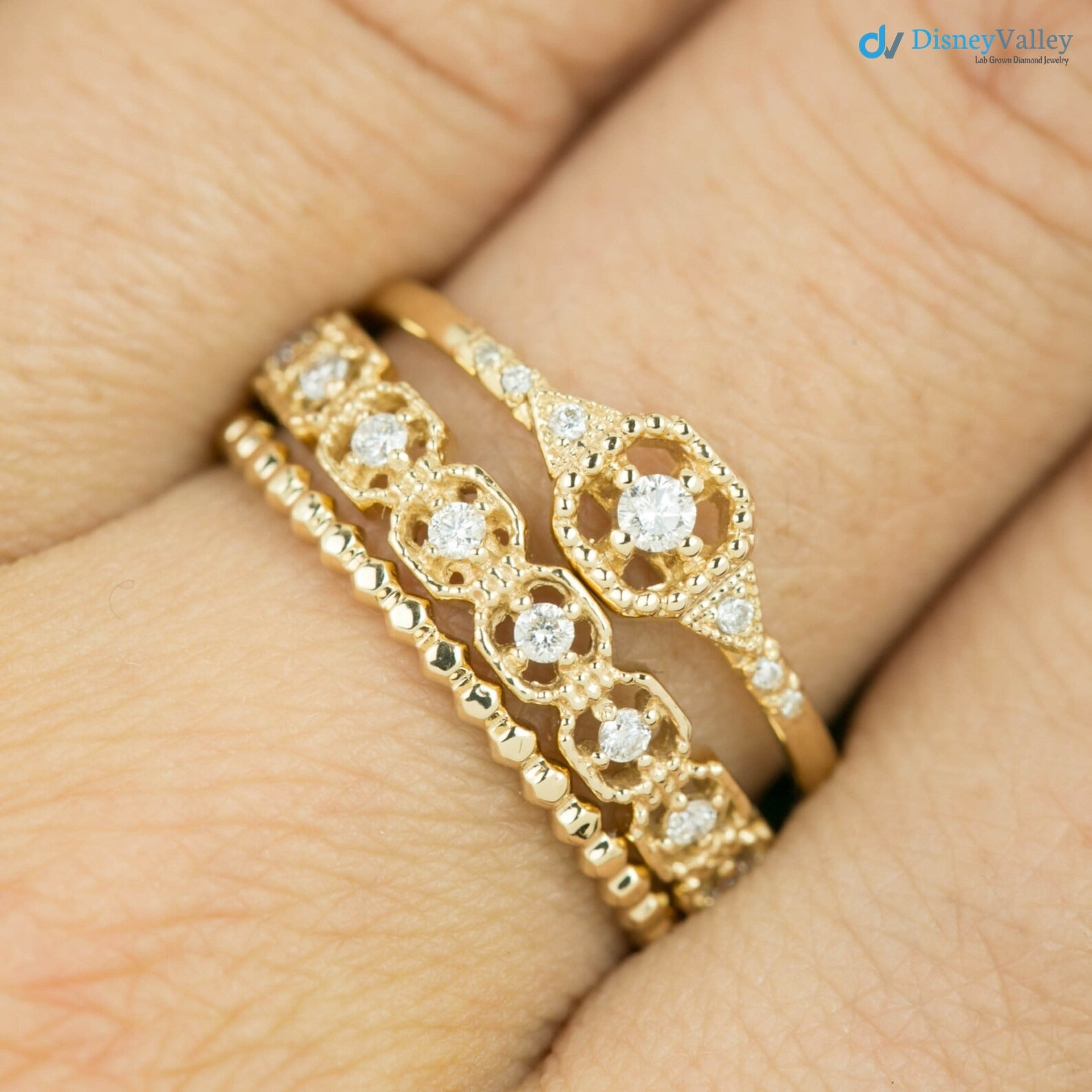 Unique Diamond Eternity Wedding band, vintage inspired eternity ring Secondary image