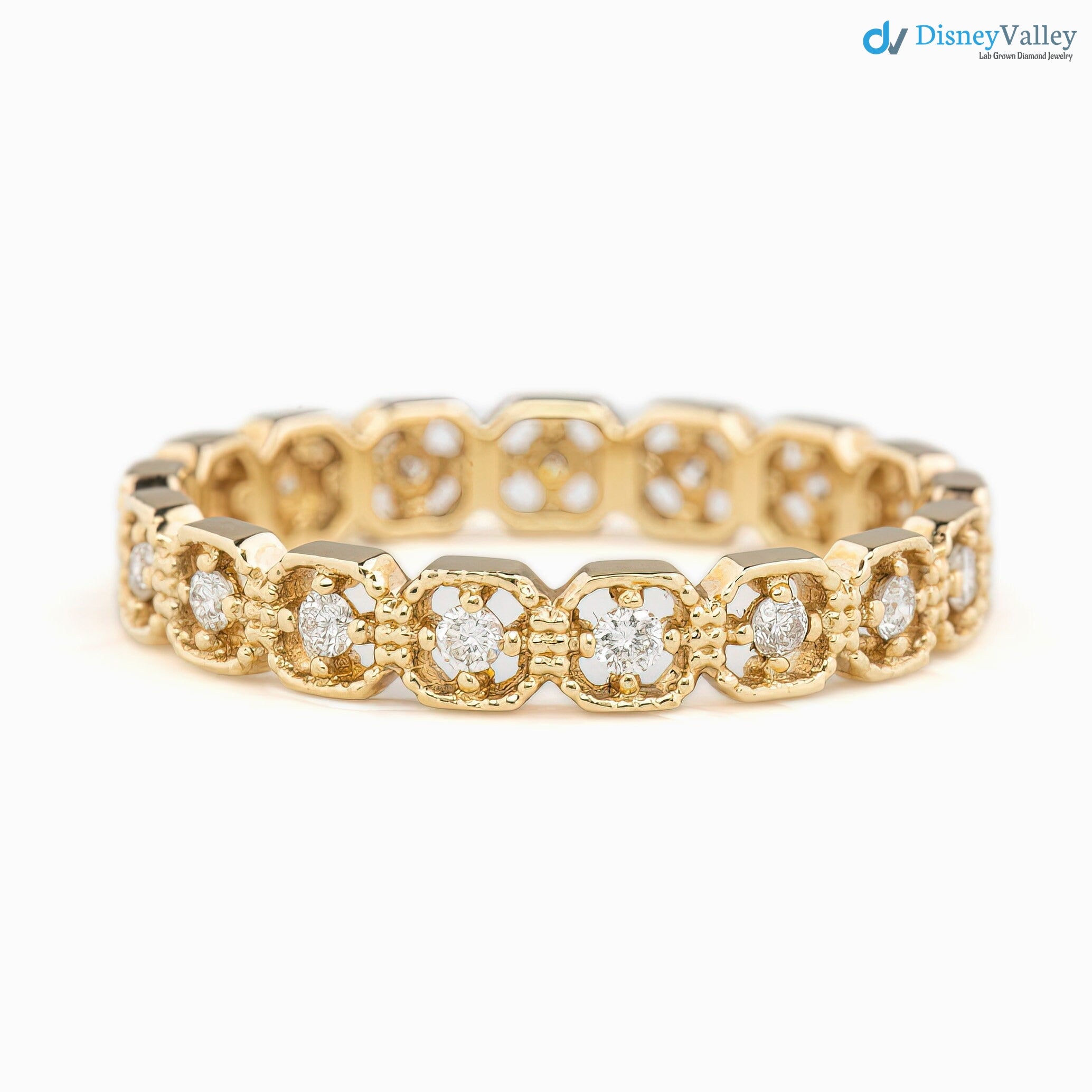 Unique Diamond Eternity Wedding band, vintage inspired eternity ring