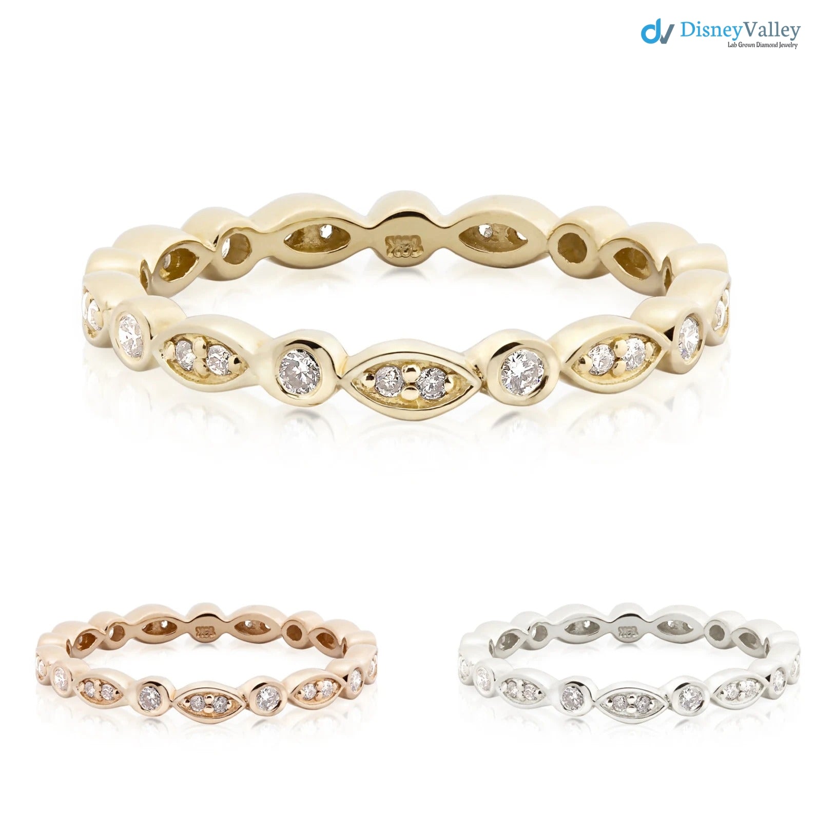 Alternating diamond eternity wedding band, Art Deco Diamond Eternity Ring Secondary image