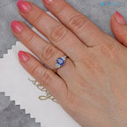 Oval Sapphire and Diamond Trillion Engagement Ring Two toned Three Stone Ring - DisneyValley 