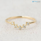 Diamond curved nesting wedding ring, v shape wedding band, diamond crown ring