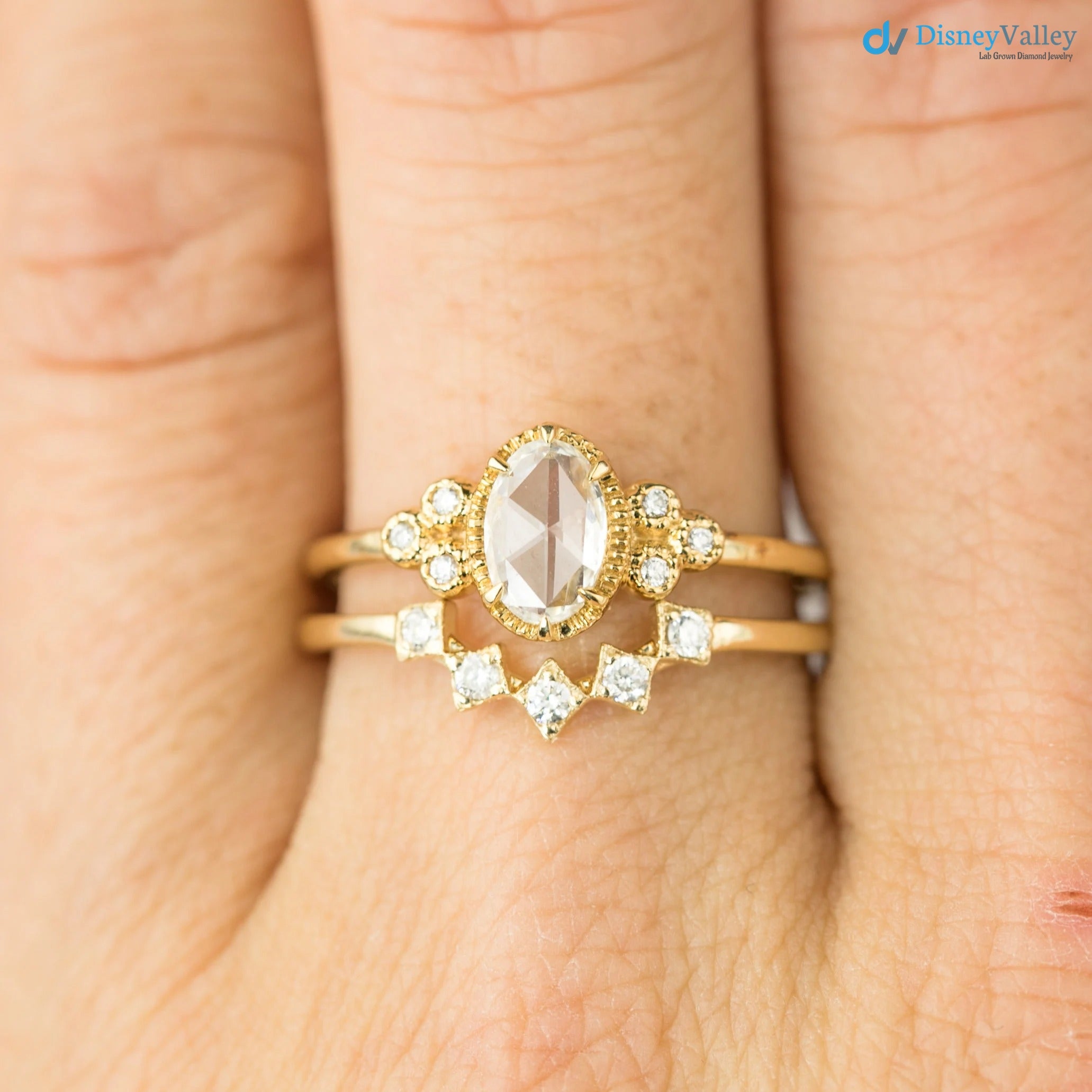 Diamond curved nesting wedding ring, v shape wedding band, diamond crown ring