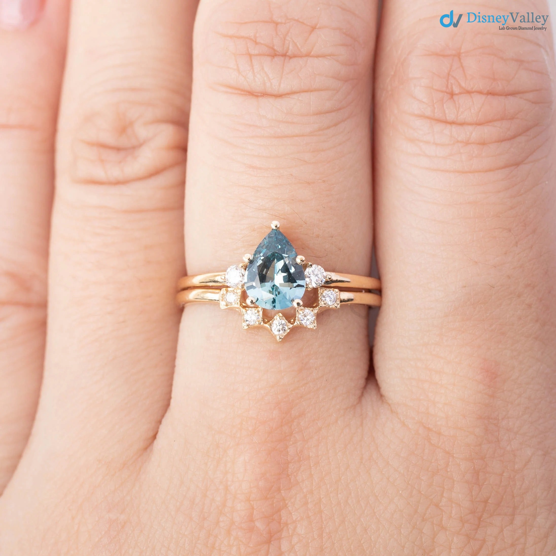Diamond curved nesting wedding ring, v shape wedding band, diamond crown ring