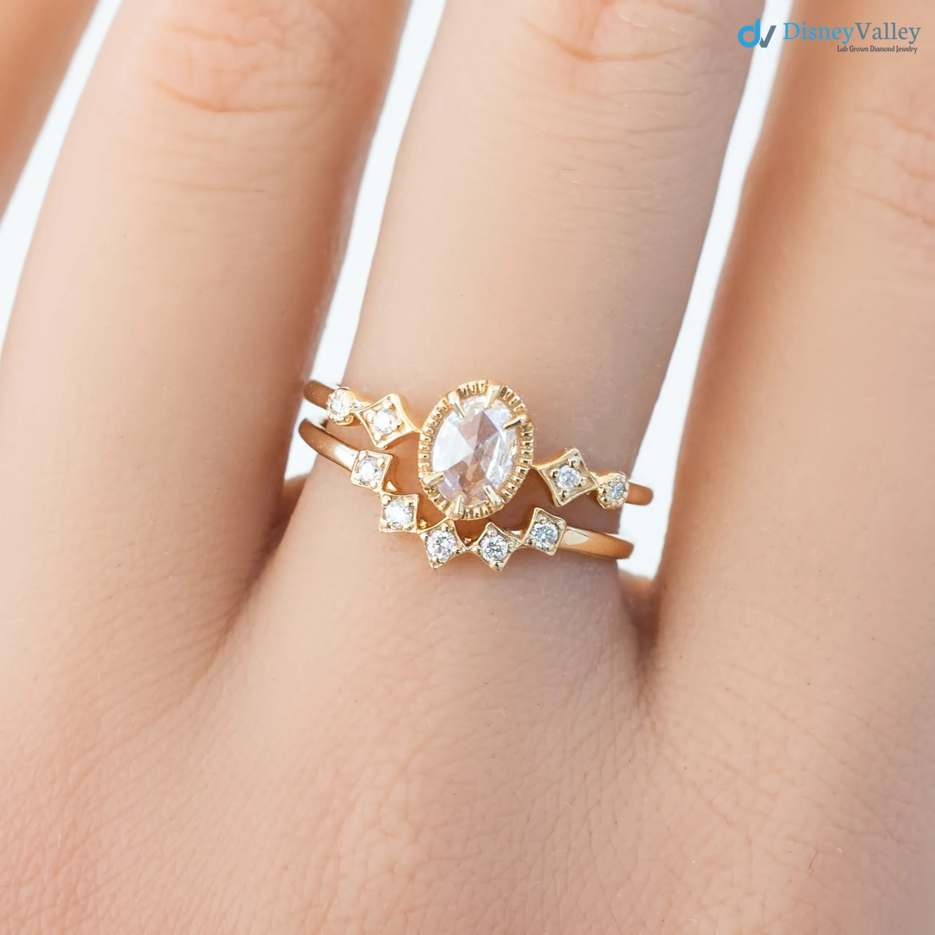 Diamond curved nesting wedding ring, v shape wedding band, diamond crown ring