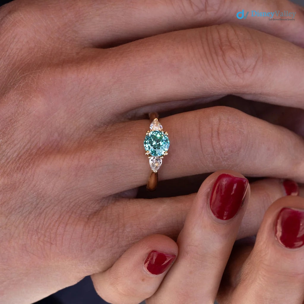 The Sophia Ring 1.98ct Brilliant Cut Paraiba Tourmaline Trilogy engagement ring Secondary image
