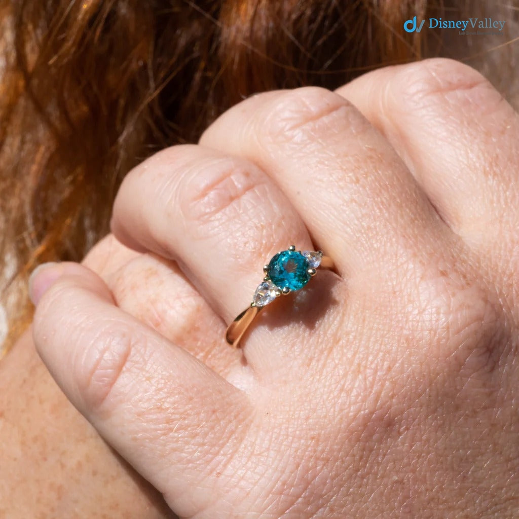 The Sophia Ring 1.98ct Brilliant Cut Paraiba Tourmaline Trilogy engagement ring