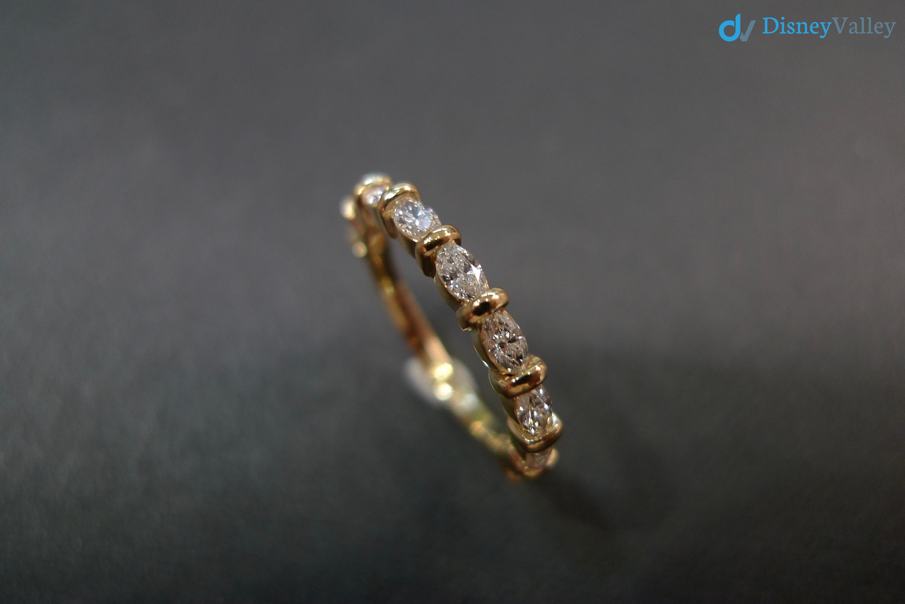 Marquise Diamond Wedding Ring in 14K Yellow Gold, Half Eternity Diamond Wedding Ring - DisneyValley 