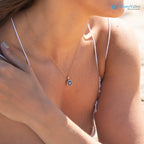 The Ninette Pendant 2.97ct Round Blue Moissanite & Lab Diamond Halo Solid Gold