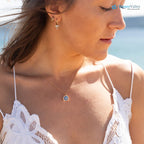 The Ninette Pendant 2.97ct Round Blue Moissanite & Lab Diamond Halo Solid Gold