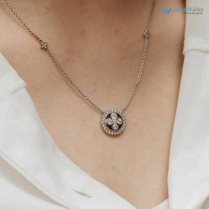 The Clover Pendant 1.0ct VVS D-F Lab Grown Diamond Pavé Set 14k White Gold