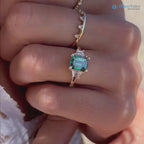 The Evelyn Ring 2.50ct Emerald Cut Green Trapezoid Lab Diamond Trilogy 9k Yellow Gold