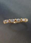 Marquise Diamond Wedding Ring in 14K Yellow Gold, Half Eternity Diamond Wedding Ring - DisneyValley 