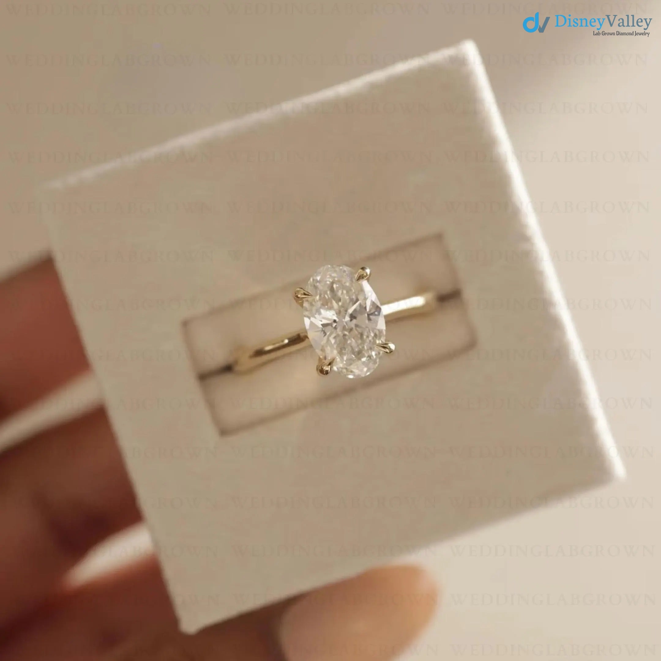 2 Ct Oval Diamond Hidden Halo Solitaire Engagement Ring - DisneyValley  Main image