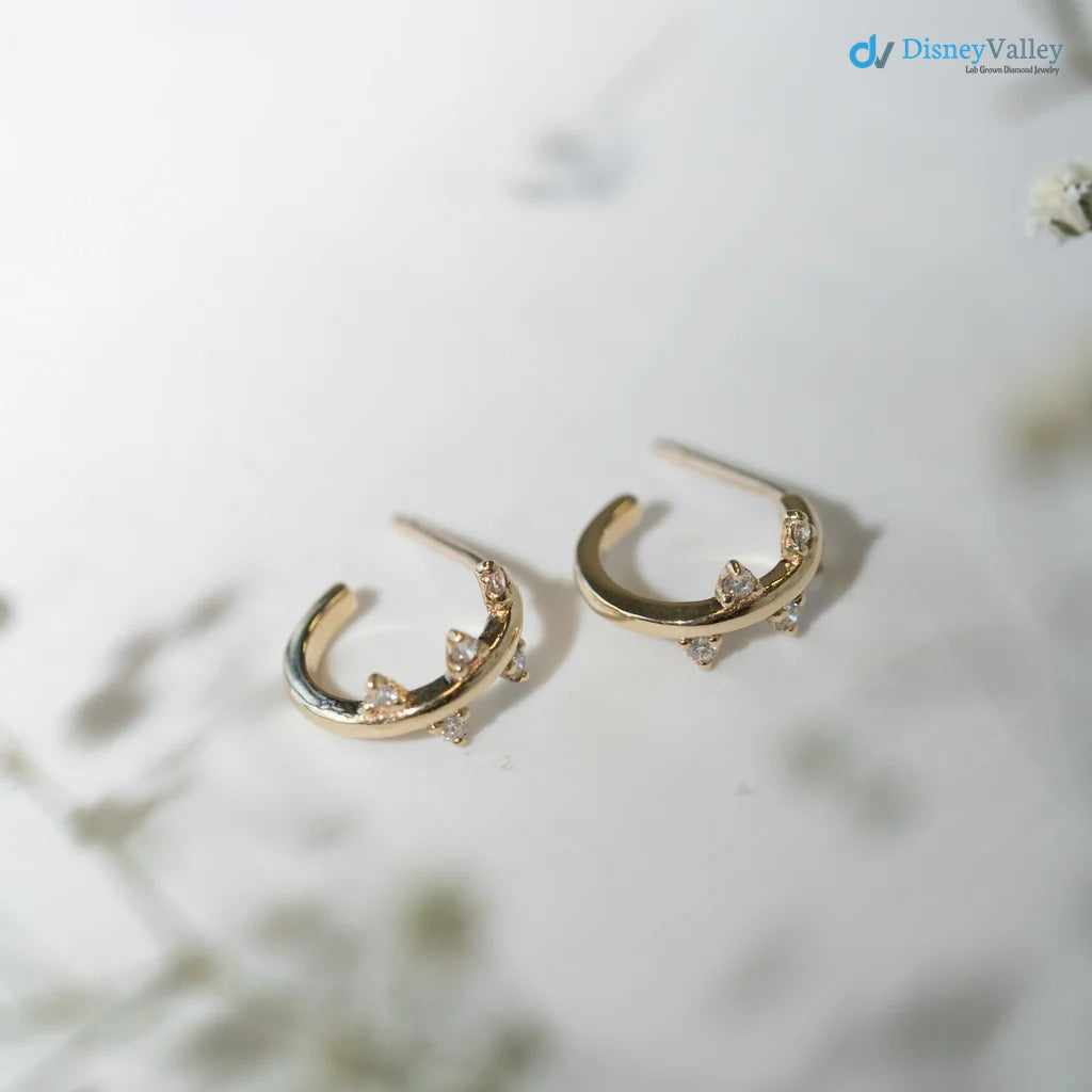 The Bryher Earrings moissanite Gold Huggies Earring Secondary image