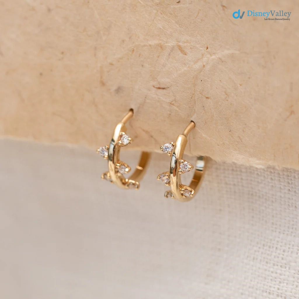 The Bryher Earrings moissanite Gold Huggies Earring Main image