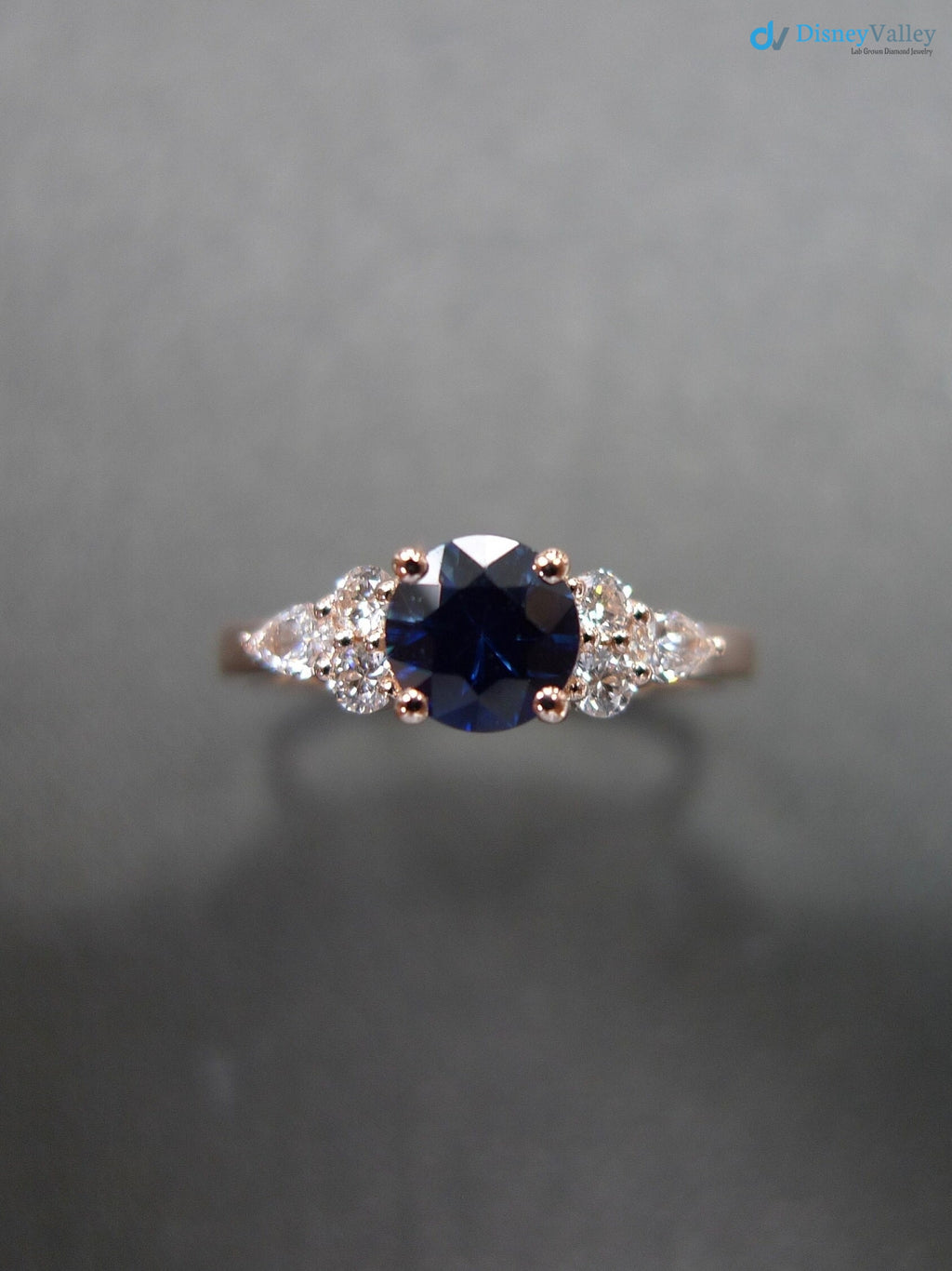 Unique Blue Sapphire and Pear Diamond Engagement Ring - DisneyValley 
