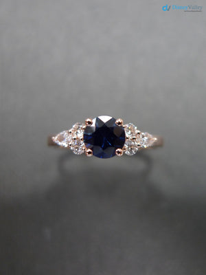 Unique Blue Sapphire and Pear Diamond Engagement Ring - DisneyValley 