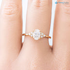 lab diamond engagement ring, oval brilliant cut diamond, diamond cluster engagement ring