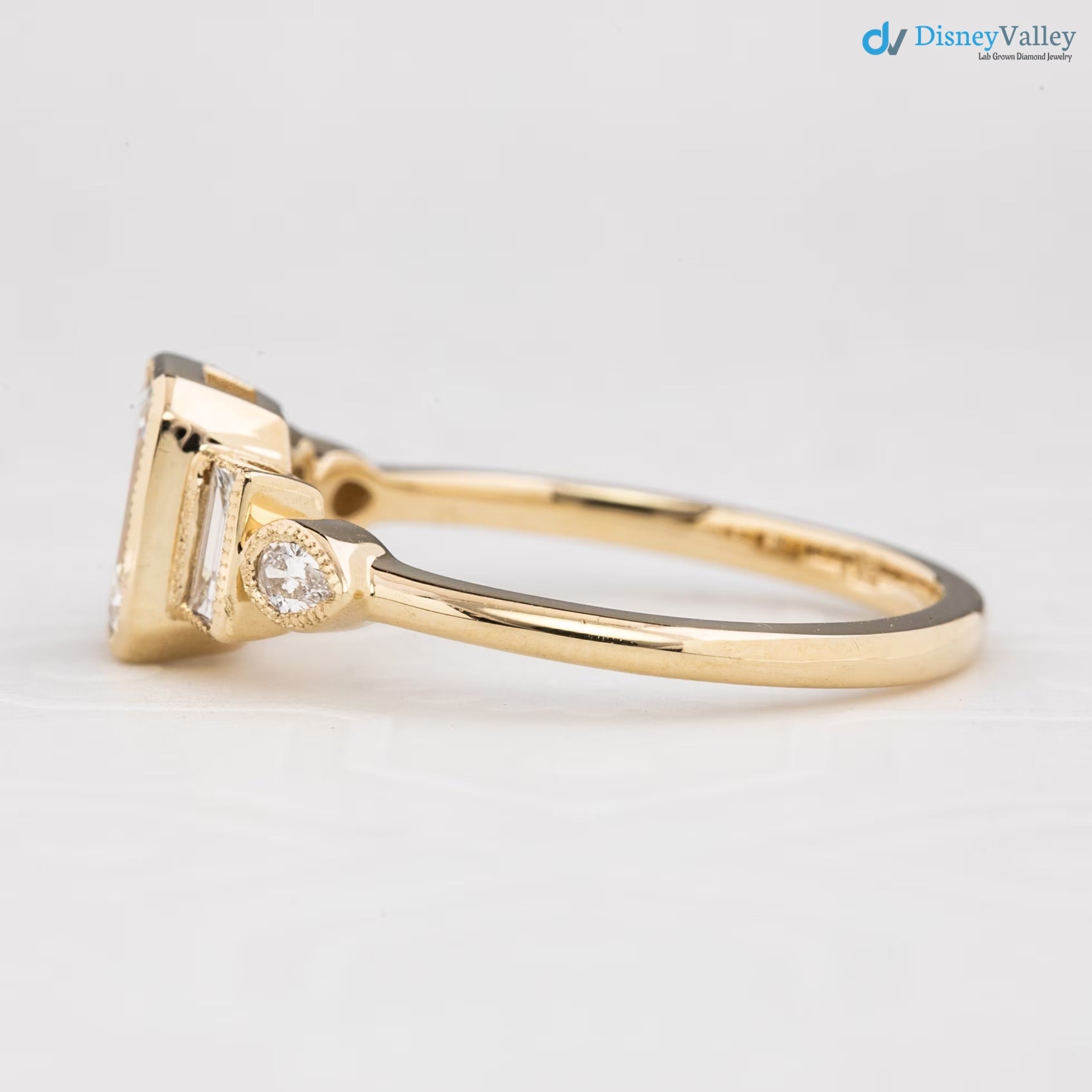 1ct Emerald cut lab diamond engagement ring, Low profile emerald diamond ring