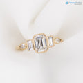 1ct Emerald cut lab diamond engagement ring, Low profile emerald diamond ring