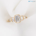 1ct Emerald cut lab diamond engagement ring, Low profile emerald diamond ring