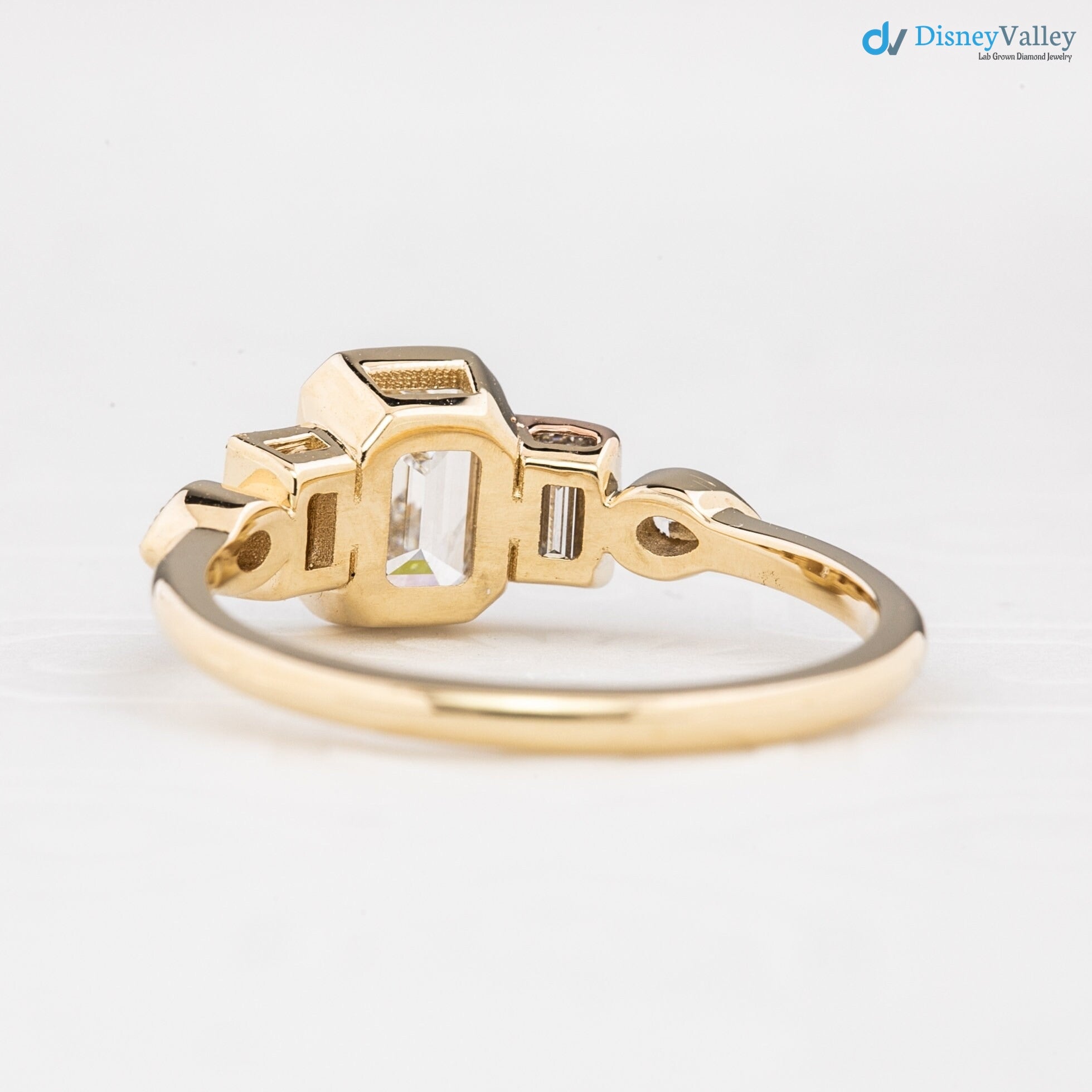 1ct Emerald cut lab diamond engagement ring, Low profile emerald diamond ring
