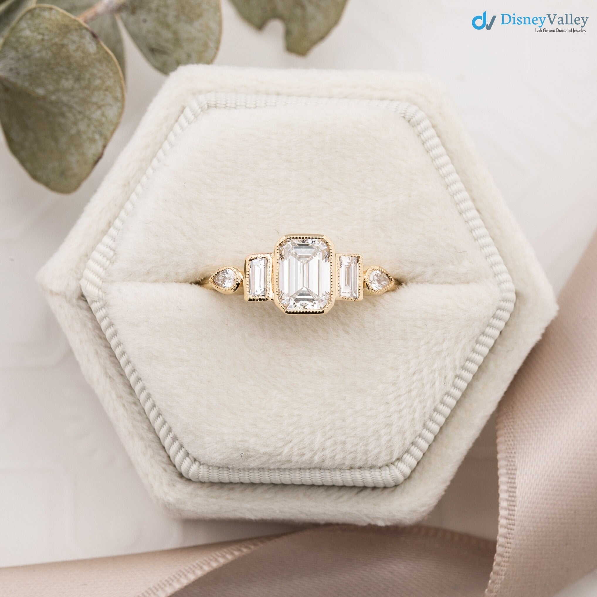 1ct Emerald cut lab diamond engagement ring, Low profile emerald diamond ring