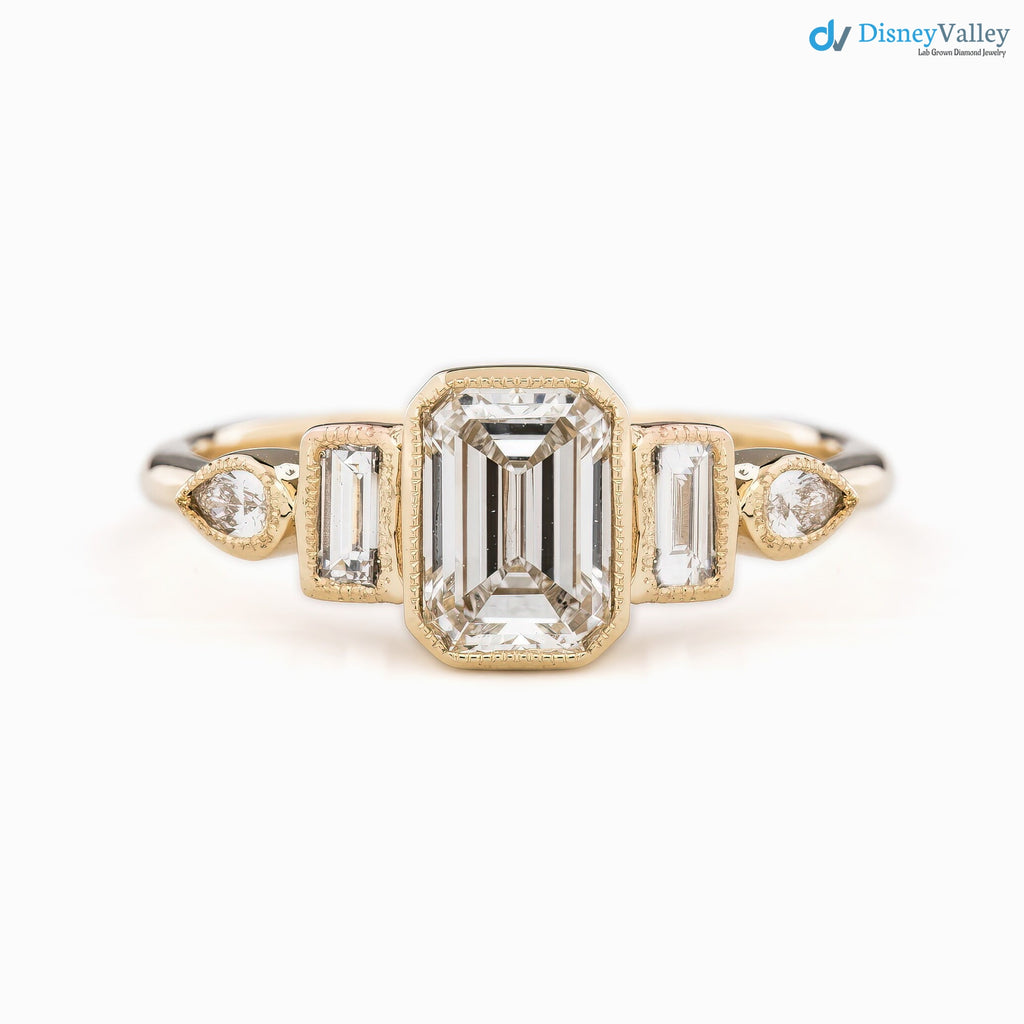 1ct Emerald cut lab diamond engagement ring, Low profile emerald diamond ring