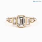 1ct Emerald cut lab diamond engagement ring, Low profile emerald diamond ring