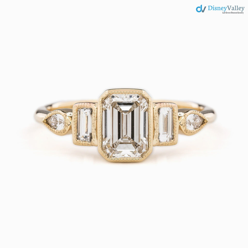 1ct Emerald cut lab diamond engagement ring, Low profile emerald diamond ring