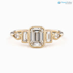1ct Emerald cut lab diamond engagement ring, Low profile emerald diamond ring