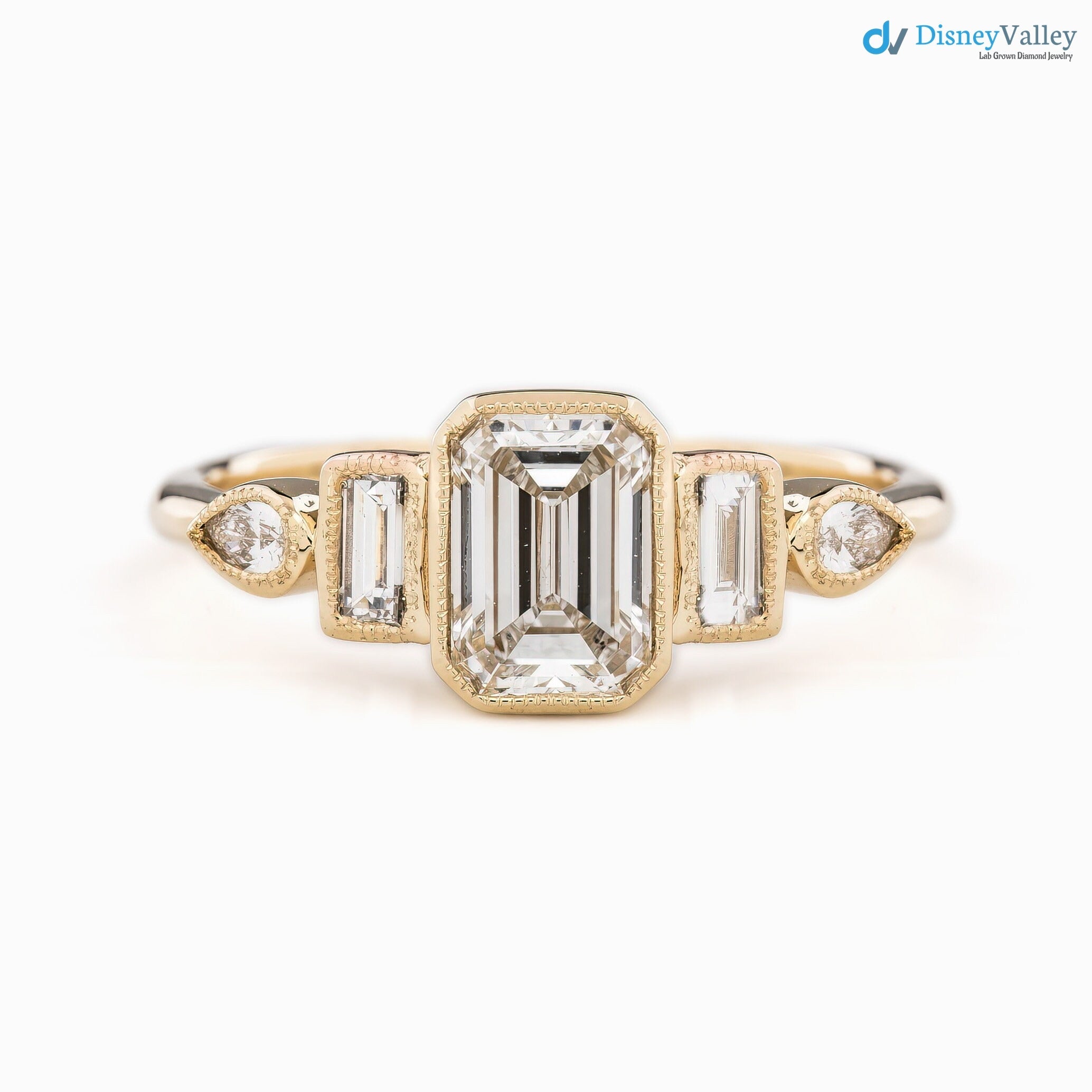 1ct Emerald cut lab diamond engagement ring, Low profile emerald diamond ring