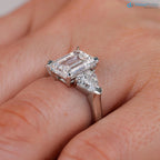 Emerald Cut Three Stone Engagement Ring Calf Cut Side Stones ring - DisneyValley 