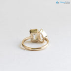 Bezel Lab Diamond Moi et Toi Ring, 2 Carat Emerald Cut Diamond Ring - DisneyValley 