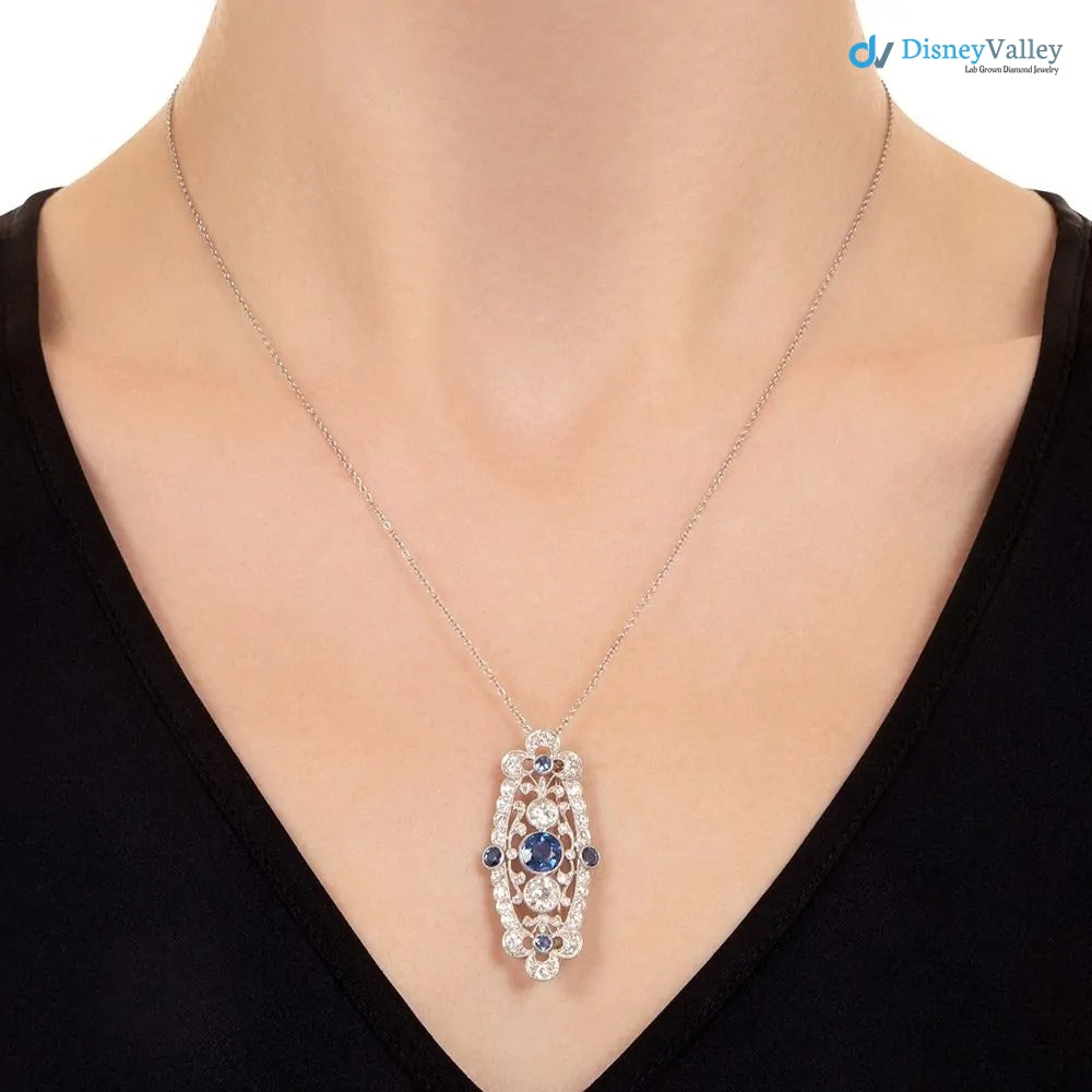 Edwardian Rare legendary Unique Sapphire and Diamond Pendant/Brooch