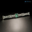 Art Deco green Emerald and round cut moissanite Diamond Bar Brooch
