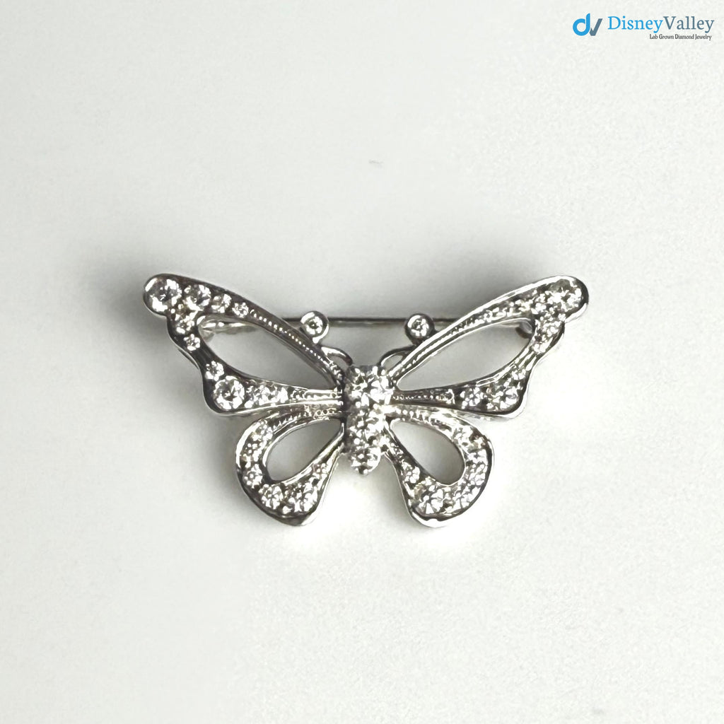 Vintage Butterfly with round cut moissanite Diamond Brooch