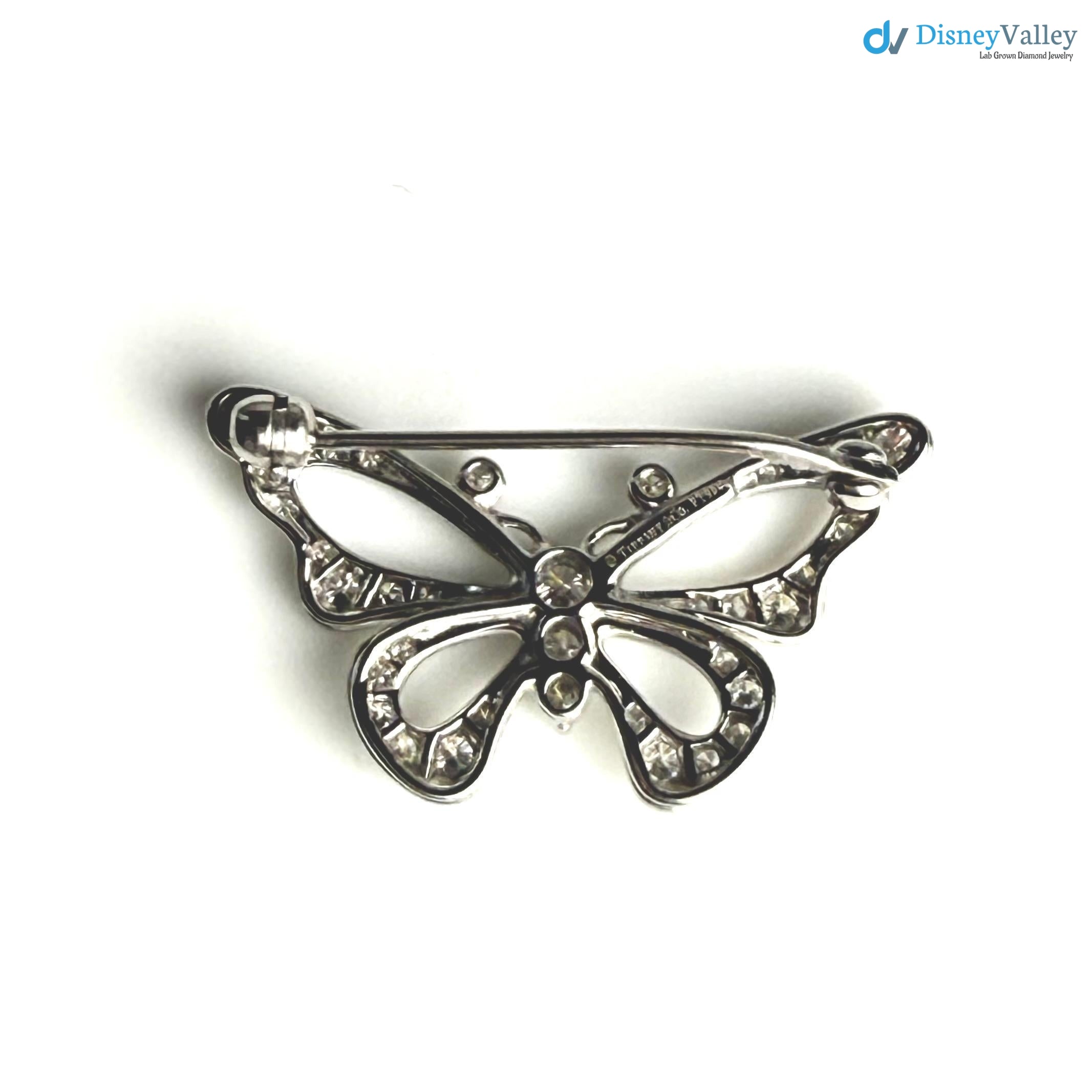 Vintage Butterfly with round cut moissanite Diamond Brooch